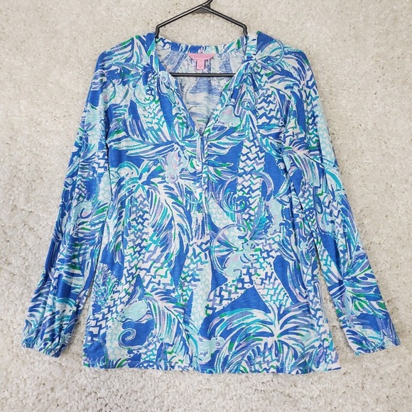 Lilly Pulitzer Women Meg Tunic Top Size XS Lightweight Stretch V-Neck Resort - Picture 1 of 14